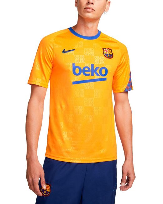 Nike Fc Barcelona '21 Orange Prematch Jersey for Men Lyst