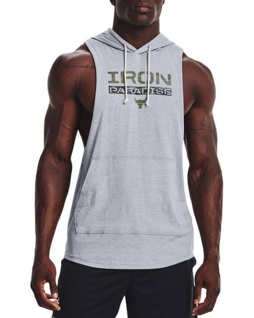 Under Armour Cotton Project Rock Iron Paradise Sleeveless Hoodie in ...