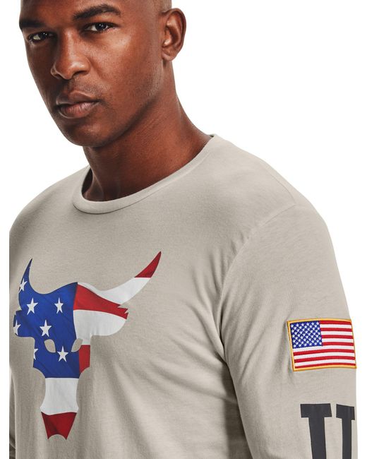 Under Armour Cotton Project Rock Veteran's Day Graphic Long Sleeve Shirt in White for Men - Lyst