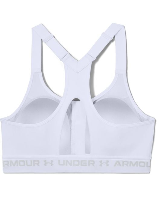 Under Armour High Crossback Zip Front Sports Bra in White Lyst