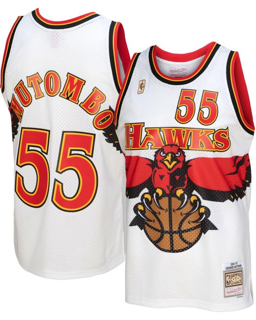 Mitchell & Ness 1996 Atlanta Hawks Dikembe Mutombo #55 White Hardwood ...