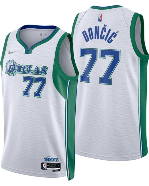 Nike 202122 City Edition Dallas Mavericks Luka Doncic 77 White Dri