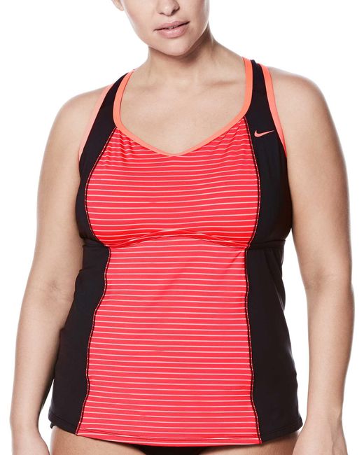 plus size nike striped racerback tankini top