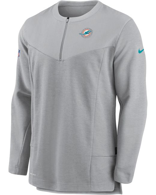 Nike Miami Dolphins Sideline Coach Half-zip Silver Pullover in Gray for ...