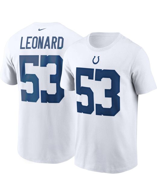Nike Indianapolis Colts Darius Leonard #53 Logo White T-shirt in Blue