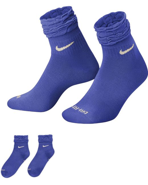 Nike Ruffle Shuffle Ankle Socks in Blue Lyst