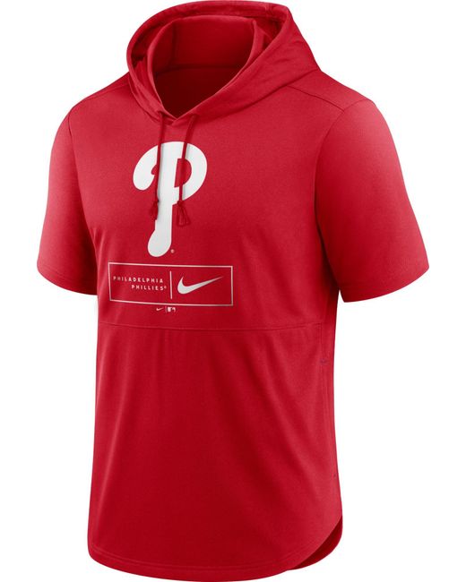 Nike Philadelphia Phillies Red Logo Lockup Short Sleeve Pullover Hoodie ...