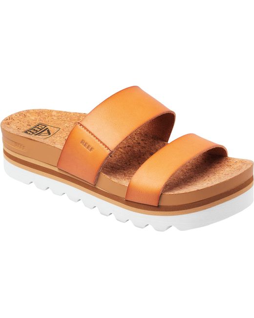 Reef Leather Cushion Bounce Vista Hi Sandals in Natural - Lyst