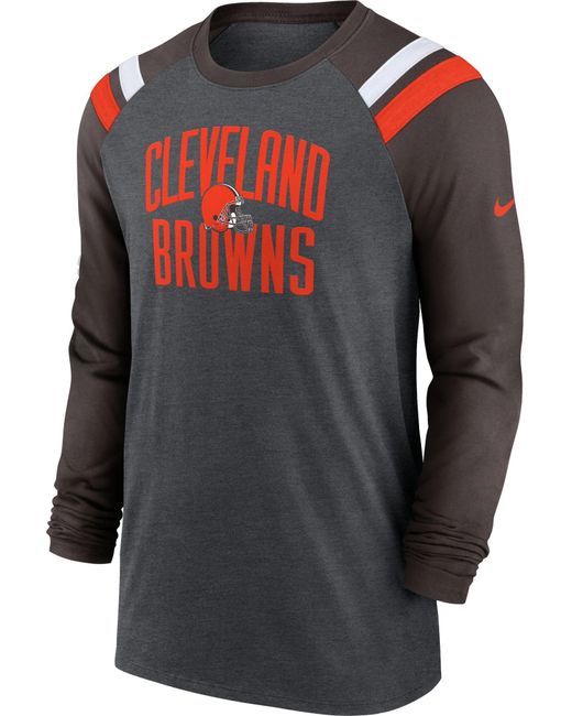 Nike Cleveland Browns Athletic Grey/brown Long Sleeve Raglan T-shirt in ...