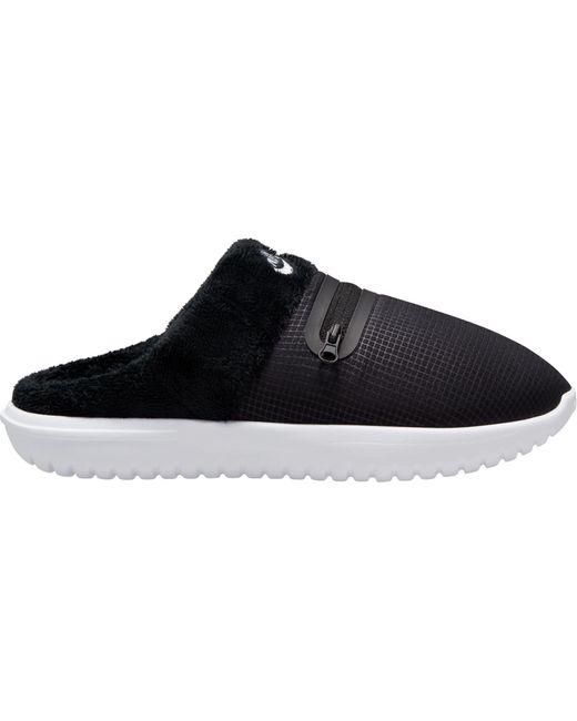 Nike Fleece Burrow Slipper Slides in Black/White (Black) - Lyst