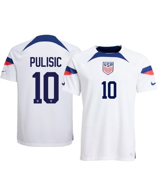 Nike Usmnt '22 Christian Pulisic #10 Home Replica Jersey in White for ...