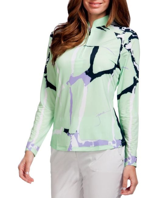 Jamie Sadock Long Sleeve Sunsense Maze Print Golf Top in Green Lyst