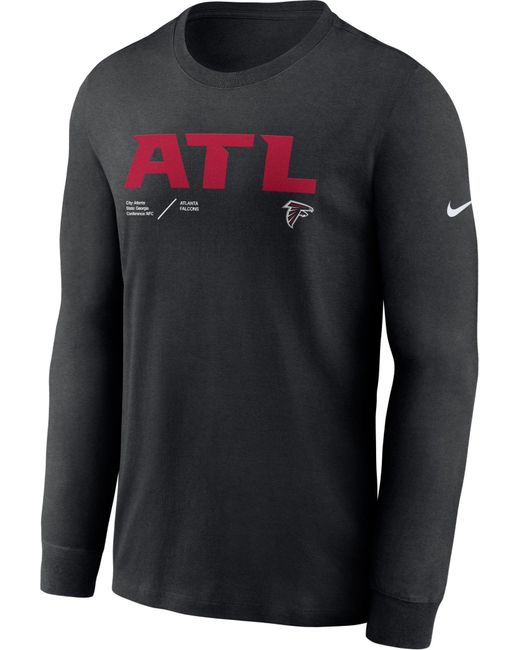 Nike Atlanta Falcons Sideline Dri-fit Team Issue Long Sleeve Black T ...