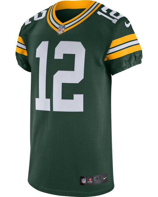 Nike Satin Home Elite Jersey Green Bay Packers Aaron Rodgers #12 for ...
