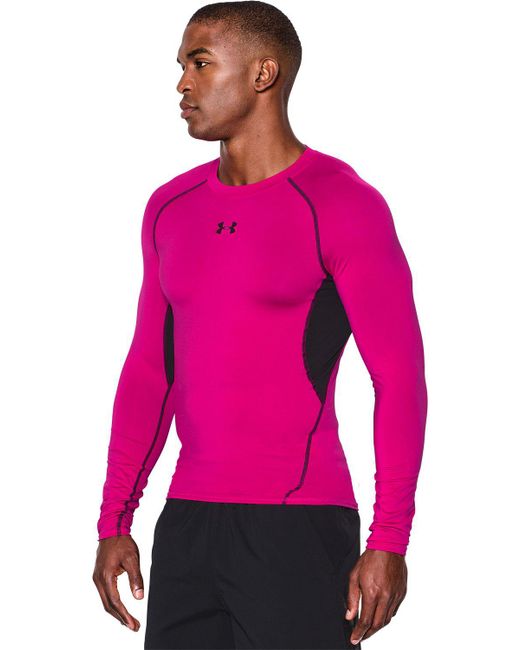 Under Armour Synthetic Power In Pink Heatgear Armour Compression Long Sleeve  Shirt for Men | Lyst