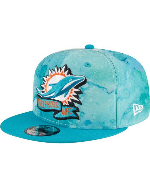 KTZ Miami Dolphins Sideline Ink Dye 9fifty Aqua Adjustable Hat in Blue
