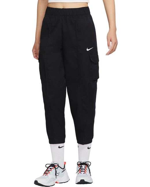 Nike Sportswear Essentials Curve Woven High-rise Pants in Black - Lyst