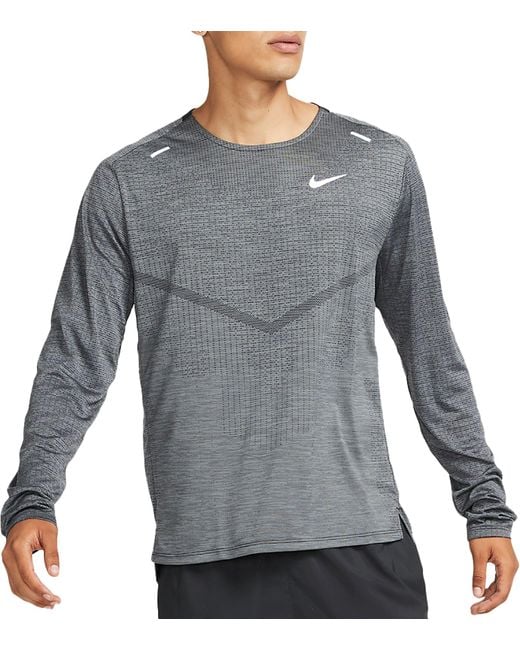 Nike Dri-FIT ADV Techknit Ultra Mens Long-Sleeve Running Top - smoke grey/lt smoke grey 