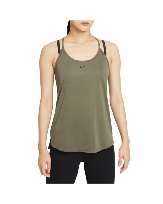 Nike Synthetic Drifit One Elastika Tank Top in Green Lyst