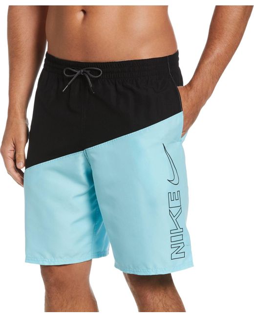 Nike Block Swoosh 9" Volley Swim Shorts in Blue for Men Lyst