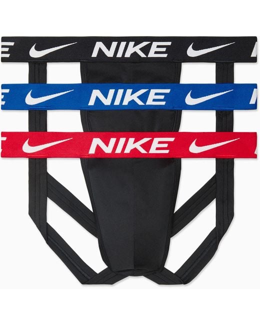 Nike Drifit Essential Cotton Stretch Jock Strap 3 Pack in Black for