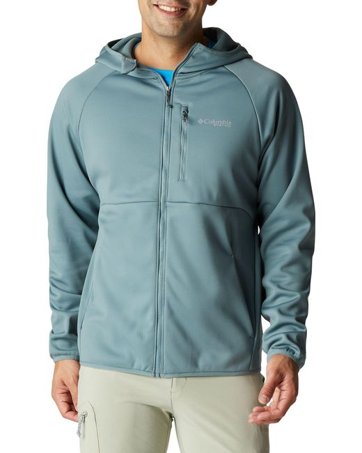 Columbia Mens' Terminal Stretch Softshell Hooded Jacket in Metal (Blue ...