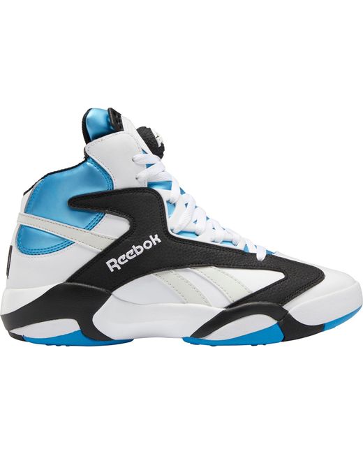 Reebok Leather Shaq Attaq Basketball Shoes in White/Black/Blue (Black ...