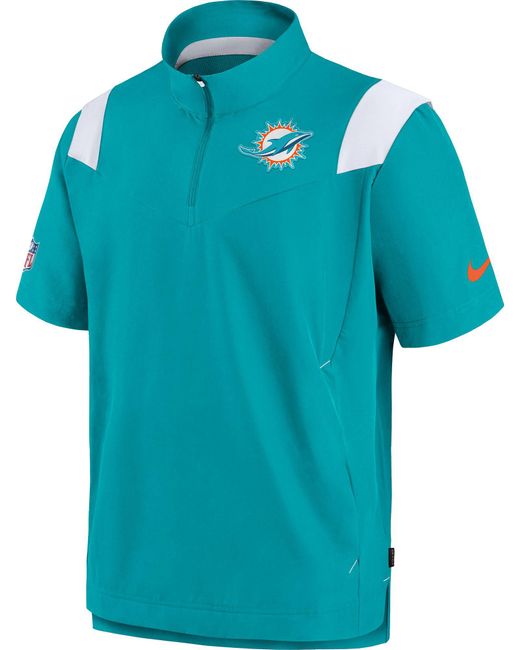 Nike Miami Dolphins Sideline Coaches Short Sleeve Aqua Jacket in Blue