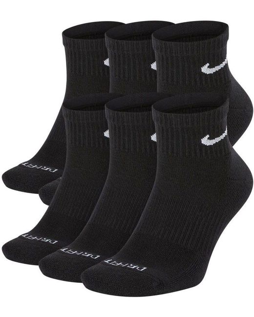 Nike 6 Pack Dri-fit Plus Quarter Socks in Black/White (Black) for Men ...
