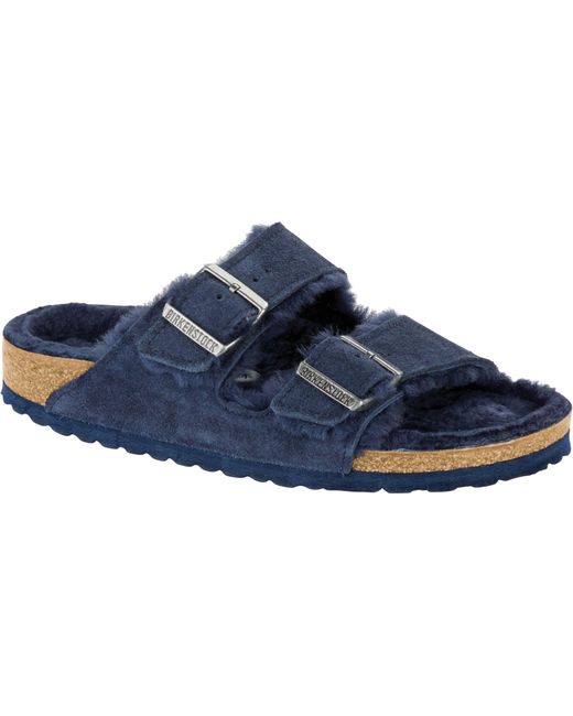Birkenstock Suede Arizona Shearling Sandals in Night/ Night (Blue) - Lyst