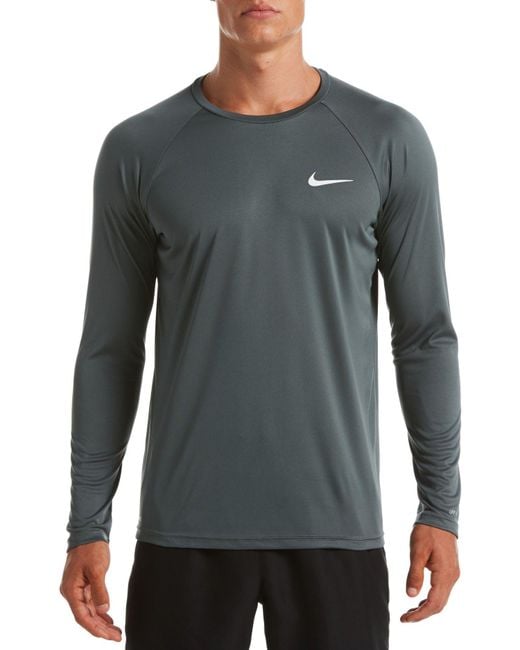 Nike Essential Long Sleeve Hydro Rash Guard in Iron Grey (Gray) for Men ...