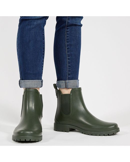 green ankle rain boots