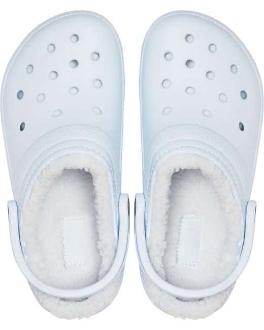 blue crocs with fur