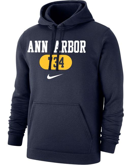 Nike Michigan Wolverines Blue Ann Arbor 734 Area Code Club Fleece