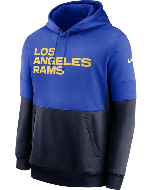 Nike Los Angeles Rams Sideline Lock Up Pullover Hoodie in Blue for Men ...