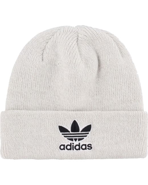adidas trefoil white beanie
