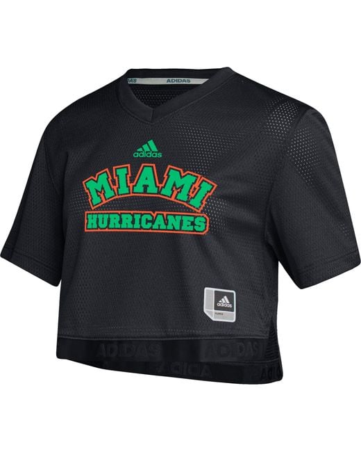 adidas Miami Hurricanes Black Cropped Football Jersey Lyst
