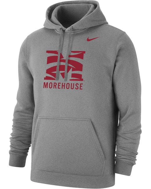Nike Morehouse College Maroon Tigers Grey Club Fleece Pullover Hoodie ...