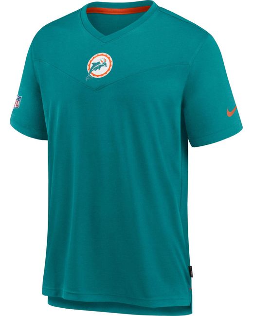 Nike Miami Dolphins Sideline Coaches Throwback Aqua T-shirt in Blue for ...