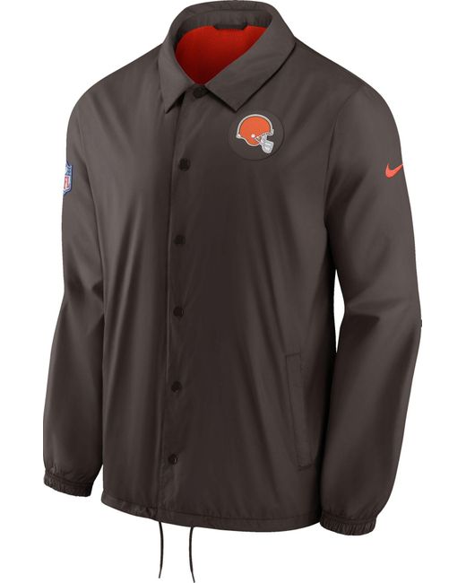 Nike Cleveland Browns Sideline Throwback Brown Buttoned Jacket in Black ...