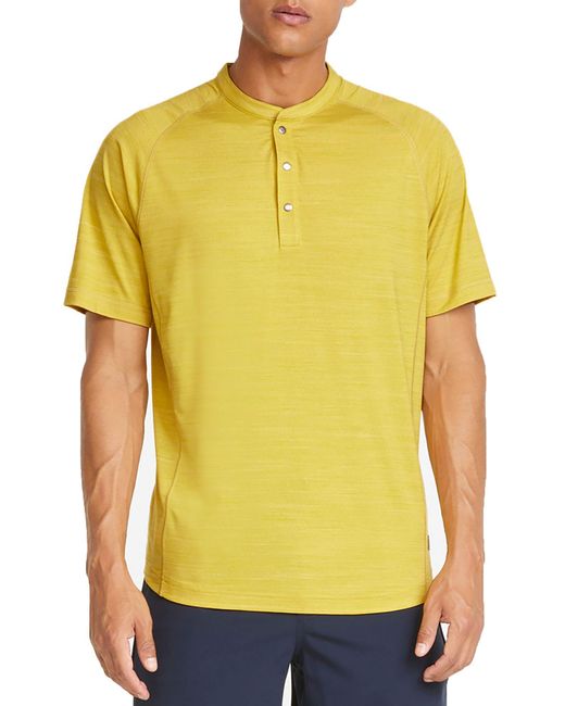 PUMA Excellent Golf Wear Short Sleeve Henley Golf Shirt in Yellow for