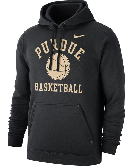 Nike Purdue Boilermakers Black Basketball Club Fleece Pullover Hoodie
