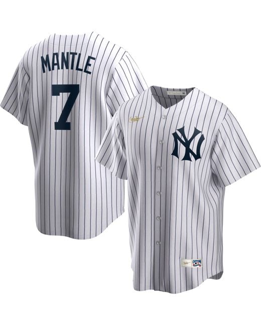 Nike New York Yankees Mickey Mantle 7 White Cool Base Jersey in Gray for Men Lyst