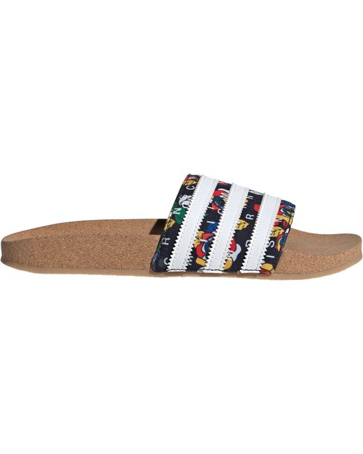 adidas Canvas Rich Mnisi Adilette Slides in Black/White (Black) | Lyst
