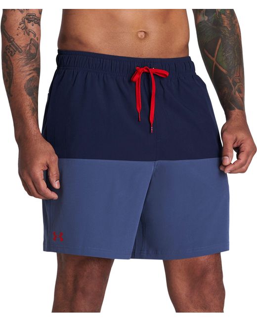 Under Armour Harbor Heritage Colorblock Volley Swim Trunks in Blue for ...