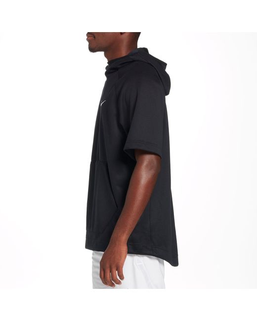 Nike Synthetic Dri-fit Spotlight Short Sleeve Hoodie in Black/White ...