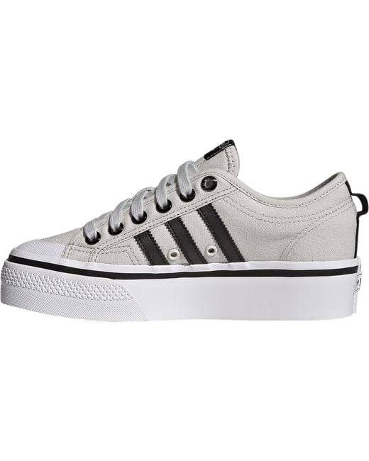 adidas Rubber Originals Nizza Platform Shoes in Grey/White/Black (Black) |  Lyst
