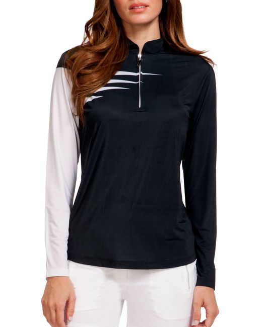 Jamie Sadock Long Sleeve Sunsense Dagger Golf Top in Black Lyst
