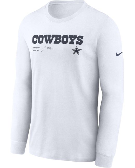 Nike Dallas Cowboys Sideline Team Issue Royal Long Sleeve T-shirt in ...