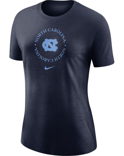 Nike North Carolina Tar Heels Navy Dri-fit Cotton Crew T-shirt in Blue ...